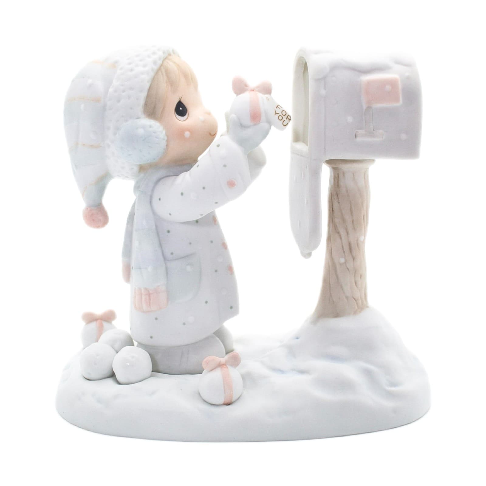 Precious Moments I'm Sending You A White Christmas Porcelain Figurine 1984 - Image 1