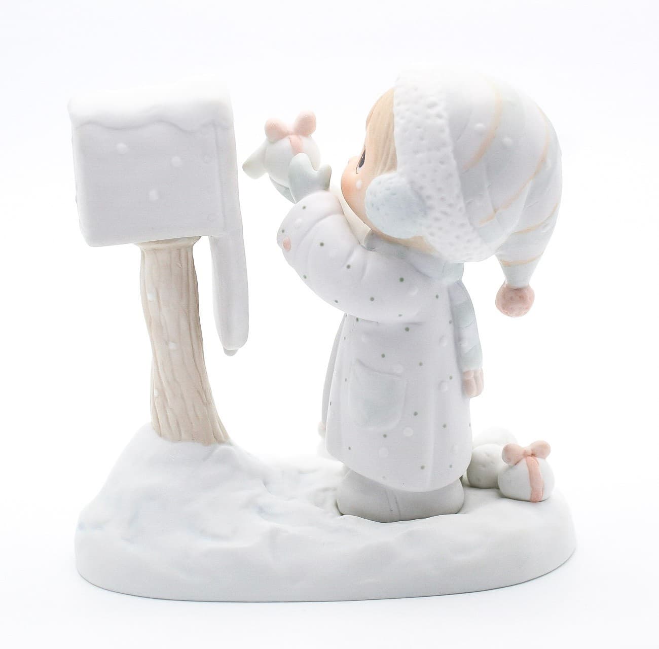 Precious Moments I'm Sending You A White Christmas Porcelain Figurine 1984 - Thumbnail 3