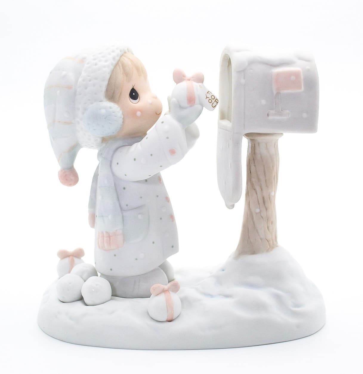 Precious Moments I'm Sending You A White Christmas Porcelain Figurine 1984 - Thumbnail 8