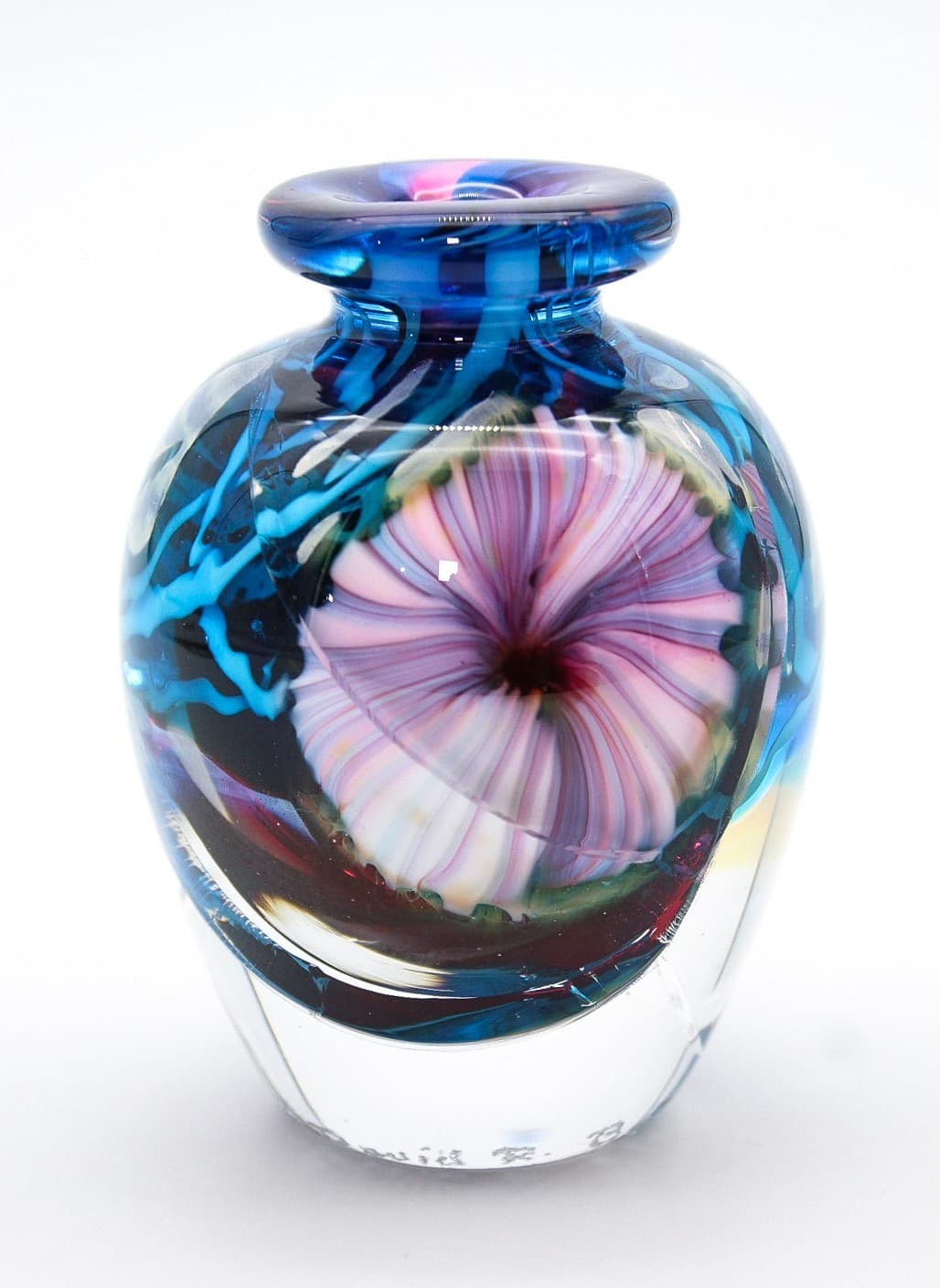 David R. Boutin Signed Studio Multicolor Art Glass Bud Vase Perfume Bottle - Thumbnail 8