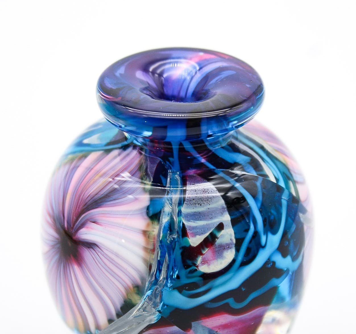David R. Boutin Signed Studio Multicolor Art Glass Bud Vase Perfume Bottle - Thumbnail 6