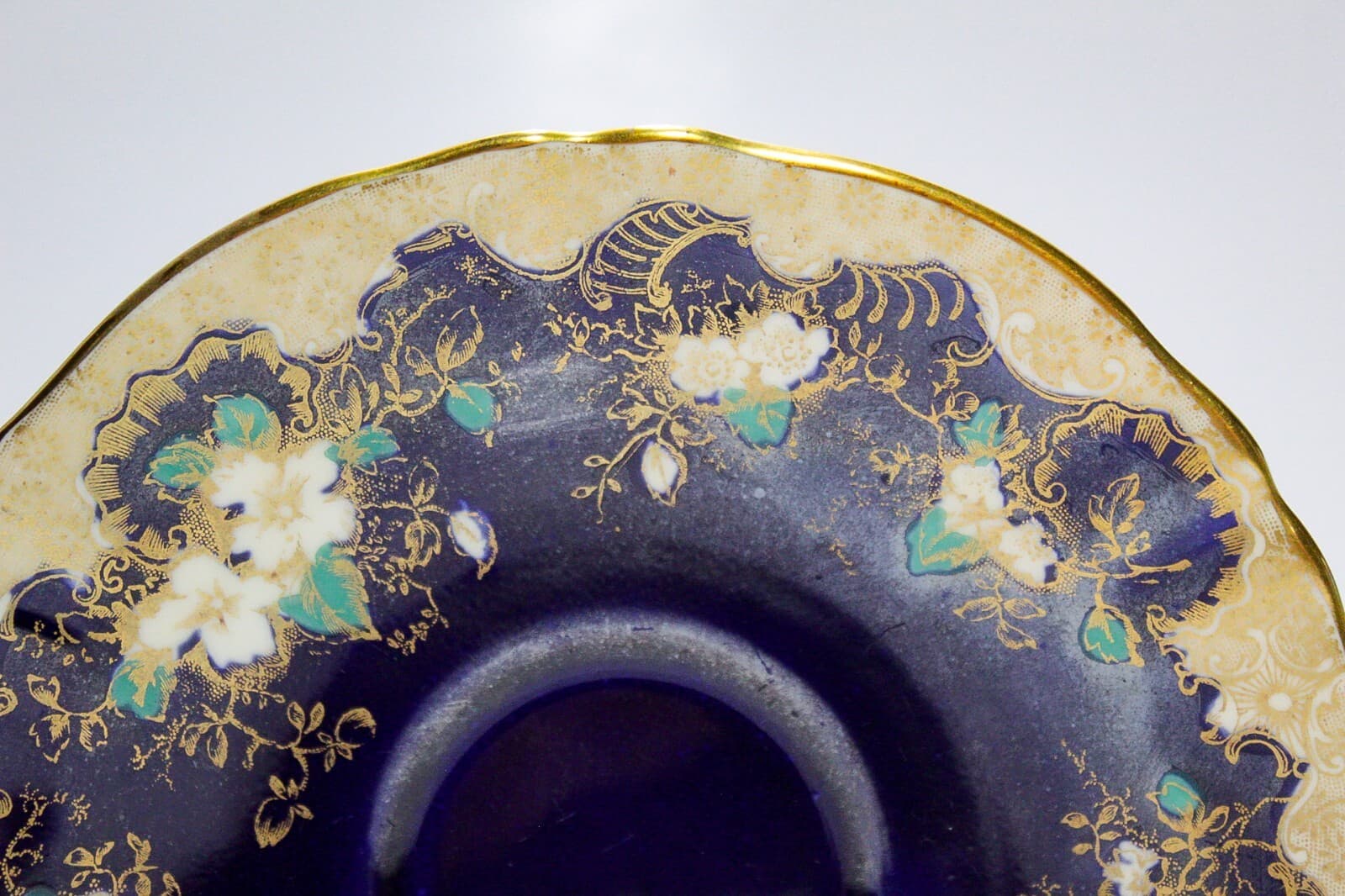 CROWN STAFFORDSHIRE Antique England Fine Bone China Cobalt Floral Cup & Saucer - Thumbnail 5