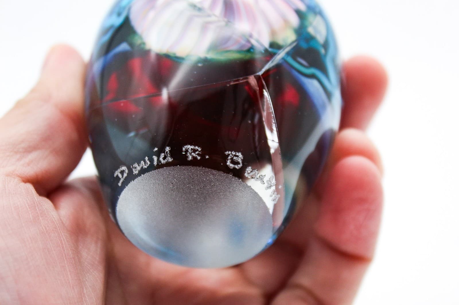 David R. Boutin Signed Studio Multicolor Art Glass Bud Vase Perfume Bottle - Thumbnail 3