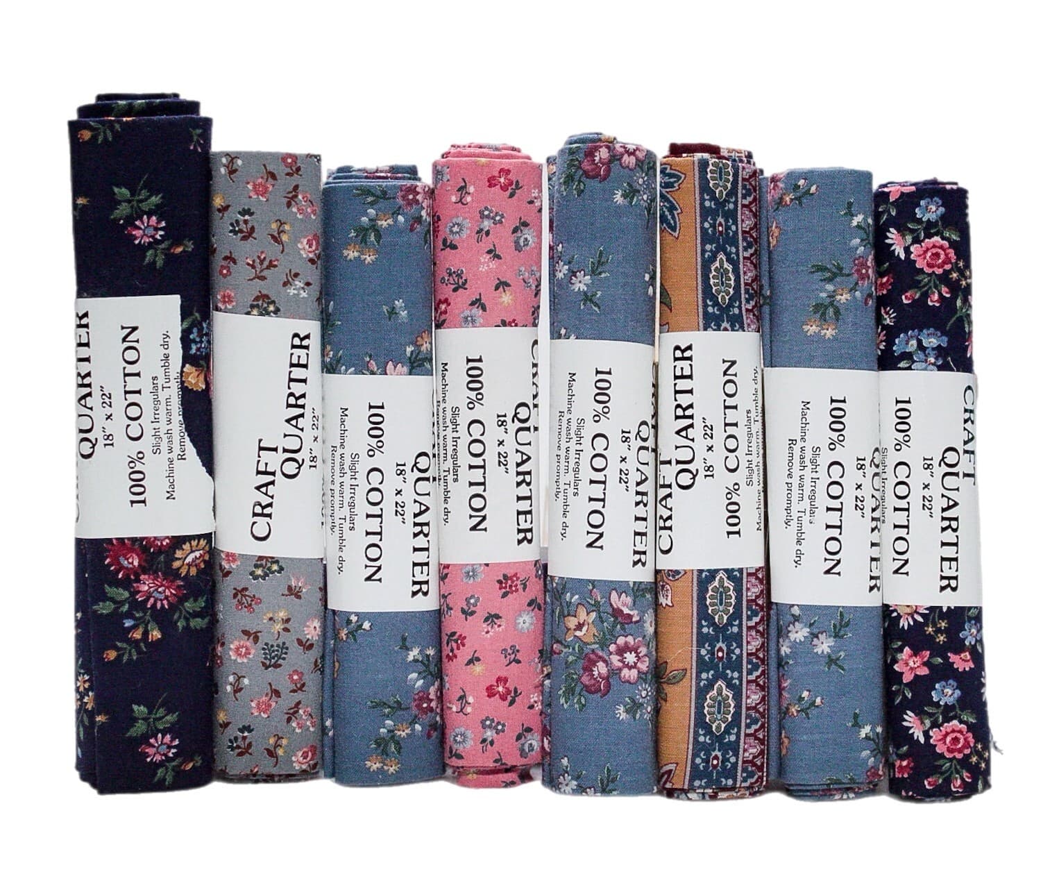 8 CRAFT QUARTER 18" x 22" 100% Quilting Fabric Lot Floral Designs NEW - Image 1