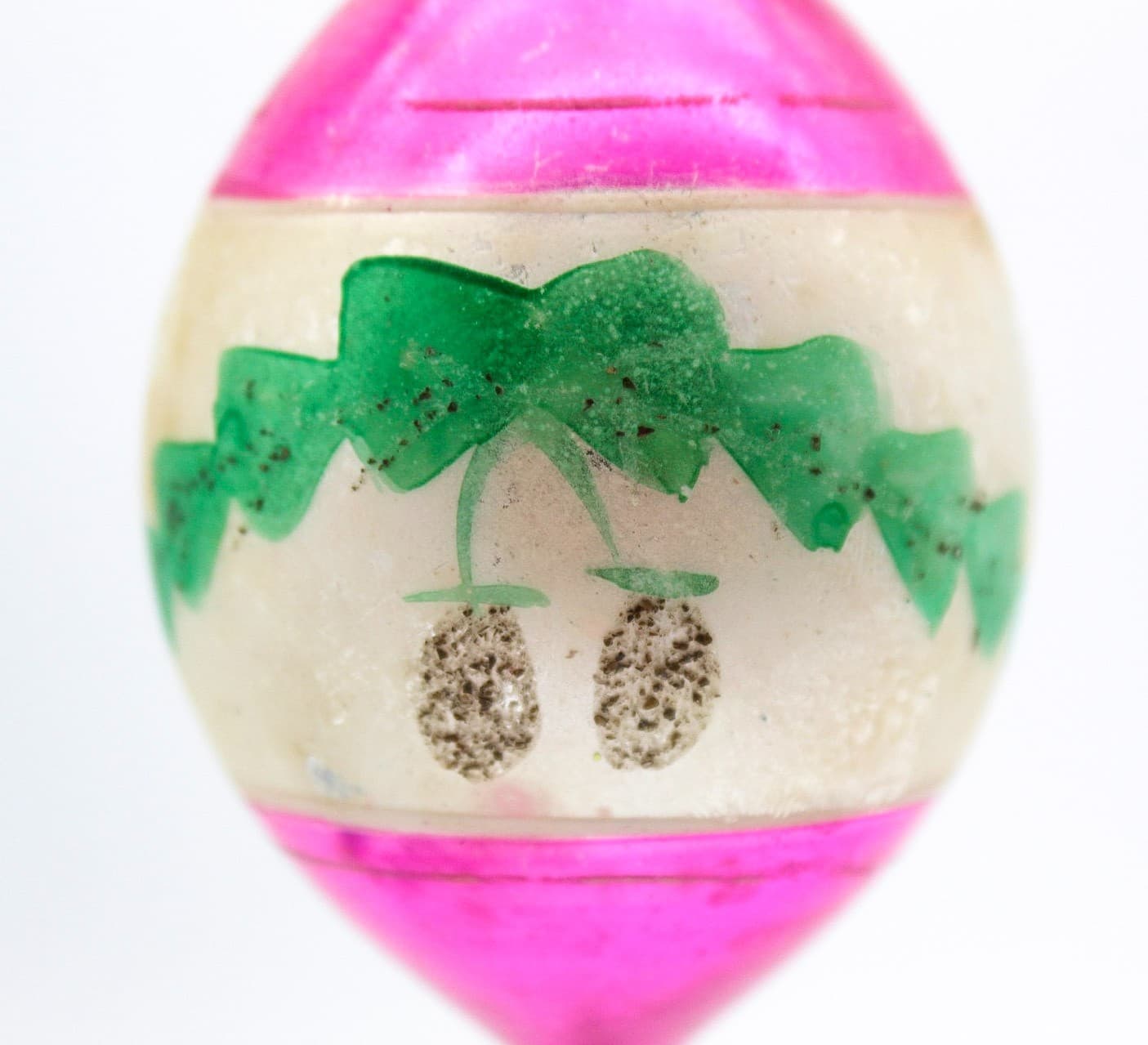 Vintage Made In Poland Mercury Glass Pinecone Pink Silver Teardrop Ornament - Thumbnail 2