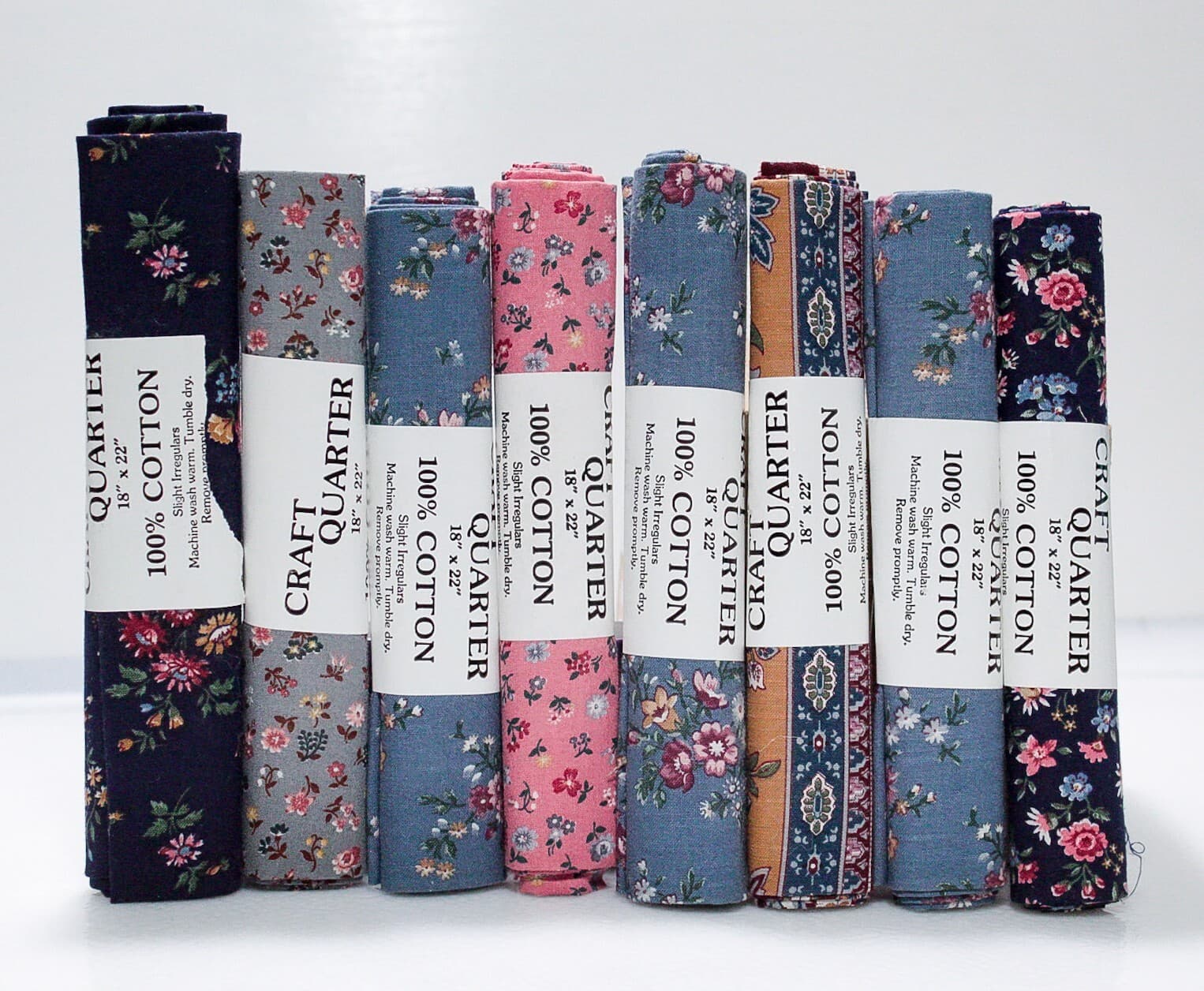 8 CRAFT QUARTER 18" x 22" 100% Quilting Fabric Lot Floral Designs NEW - Thumbnail 2