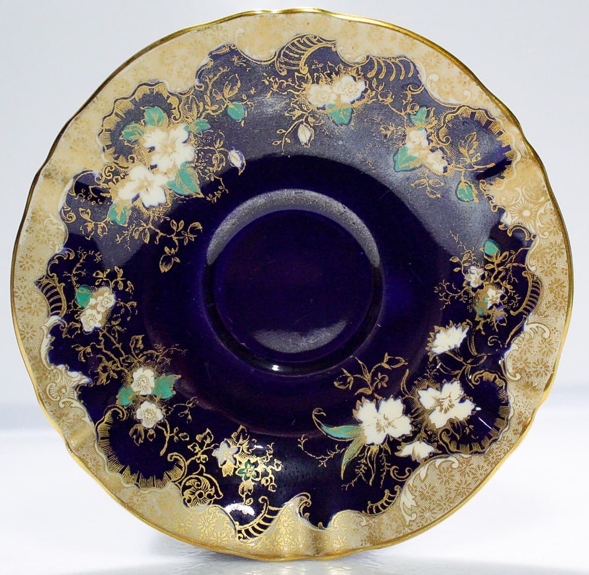 CROWN STAFFORDSHIRE Antique England Fine Bone China Cobalt Floral Cup & Saucer - Thumbnail 4