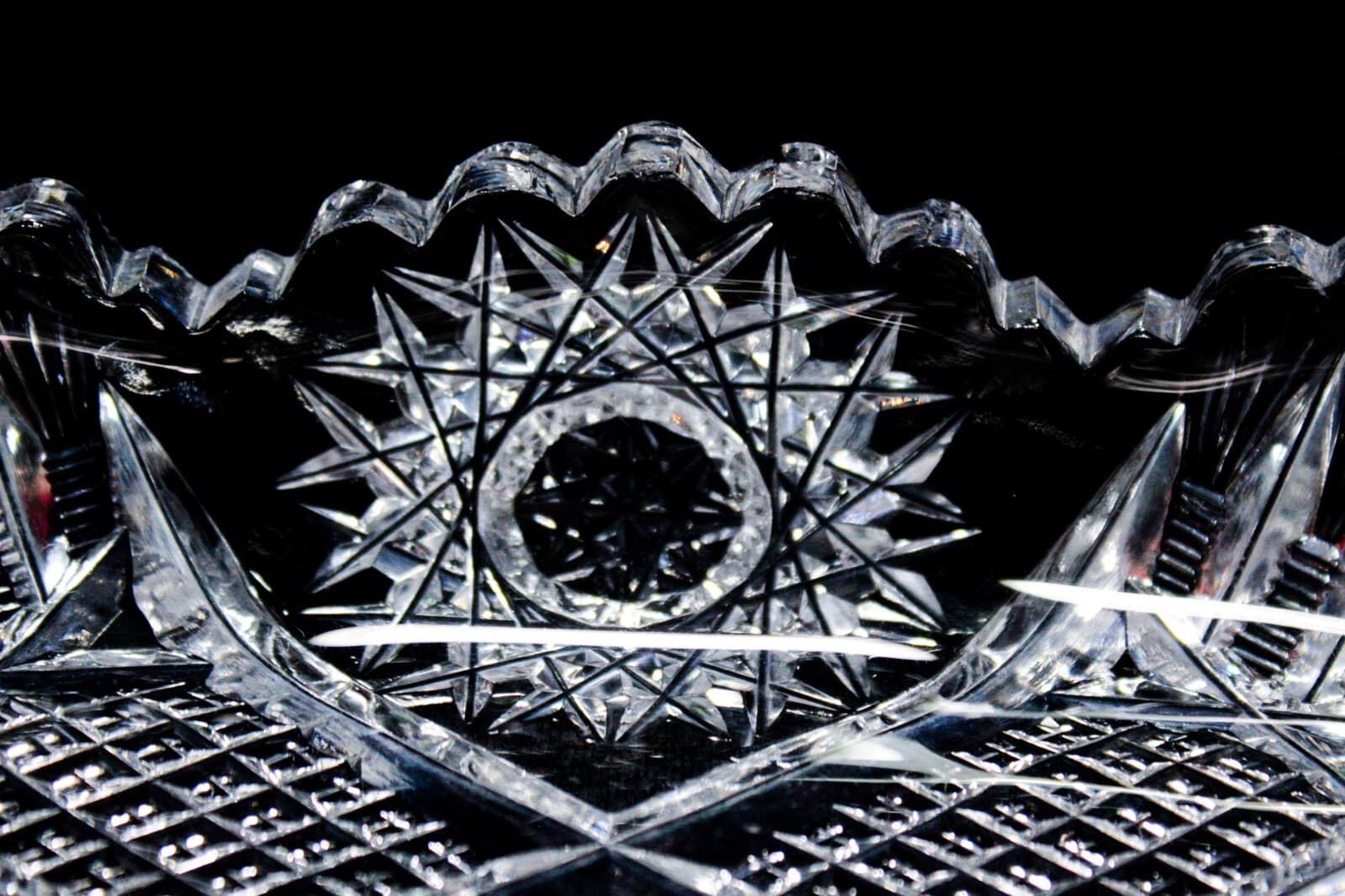 AMERICAN BRILLIANT ABP Antique Deep Cut Crystal Celery Serving Dish Bowl - Thumbnail 3