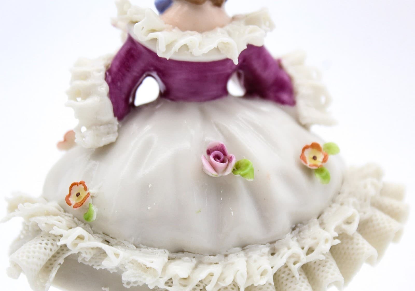 Frankenthal Friedrich Wilhelm Wessel Germany Hand Painted Laced Girl Figurine 5" - Thumbnail 7