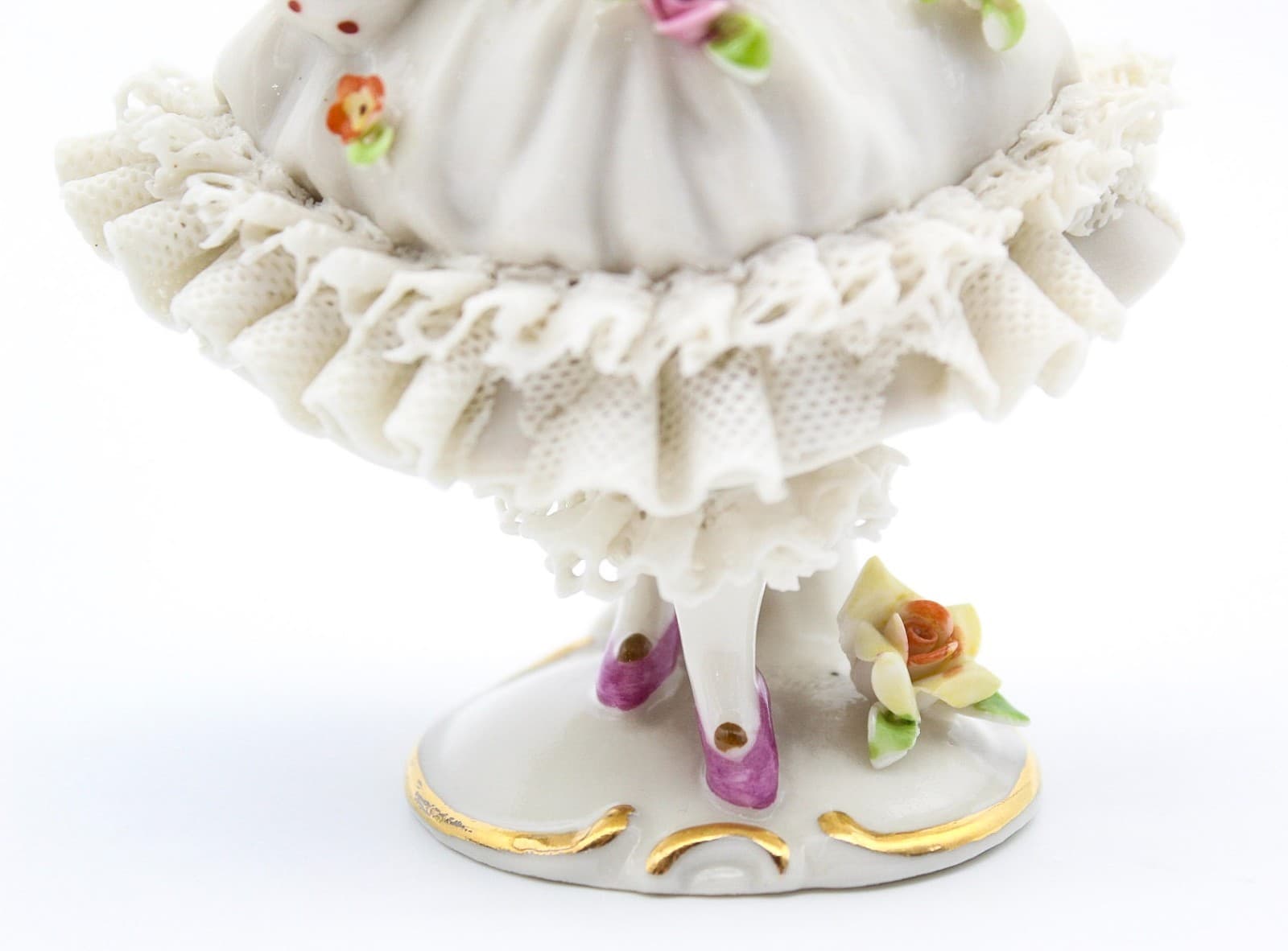 Frankenthal Friedrich Wilhelm Wessel Germany Hand Painted Laced Girl Figurine 5" - Thumbnail 9