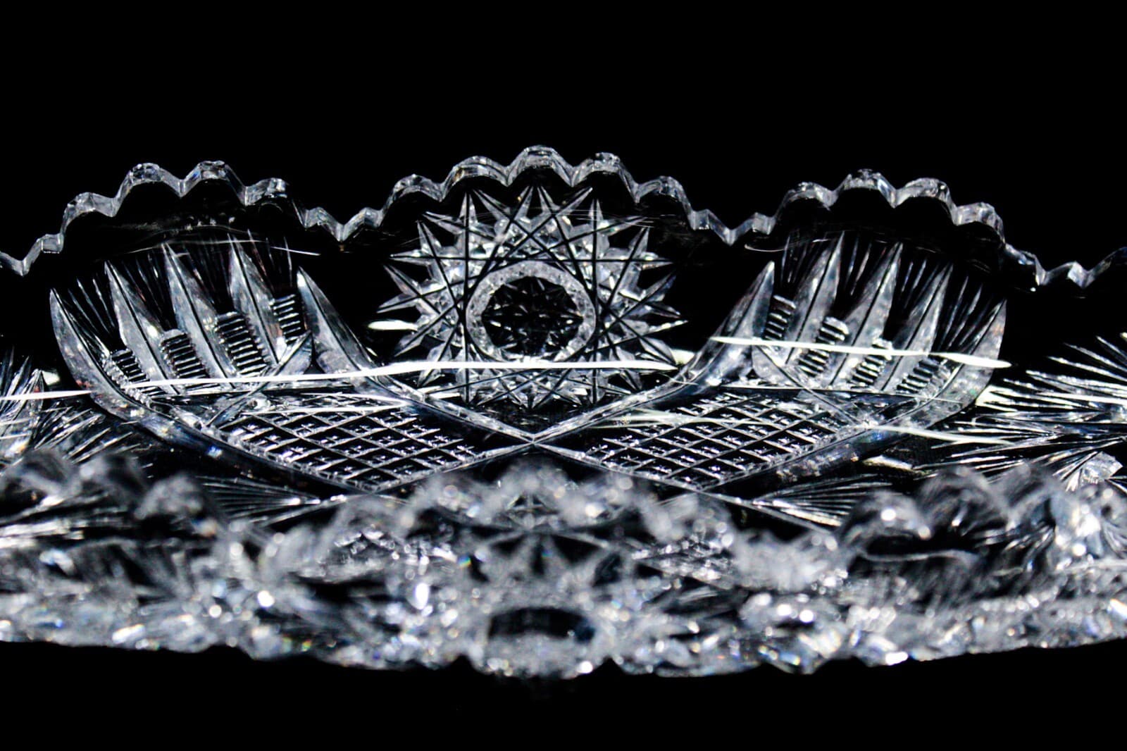 AMERICAN BRILLIANT ABP Antique Deep Cut Crystal Celery Serving Dish Bowl - Thumbnail 2