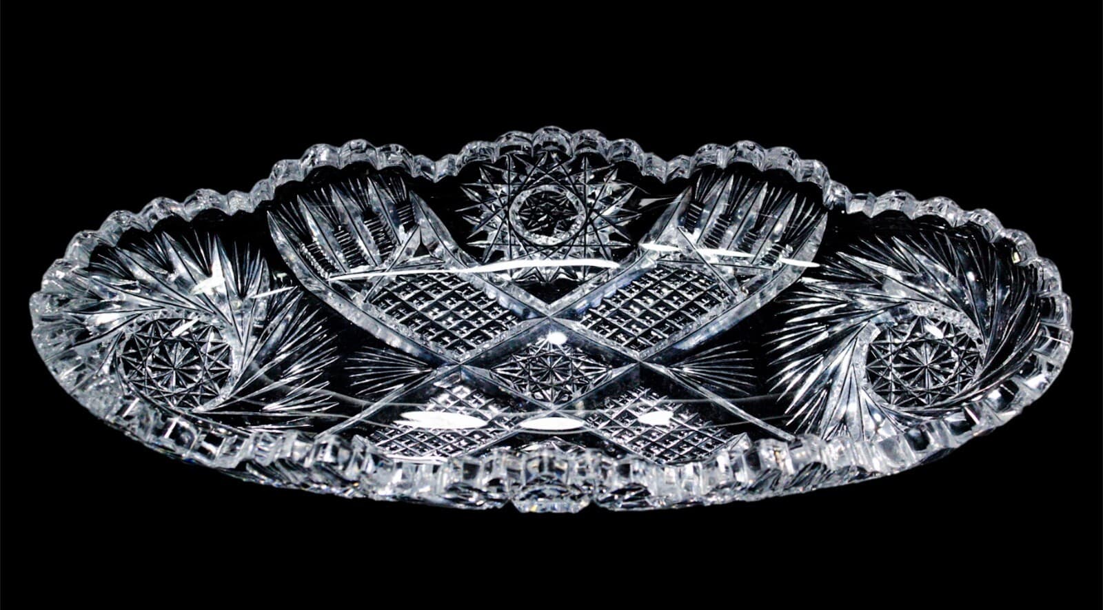 AMERICAN BRILLIANT ABP Antique Deep Cut Crystal Celery Serving Dish Bowl - Image 1
