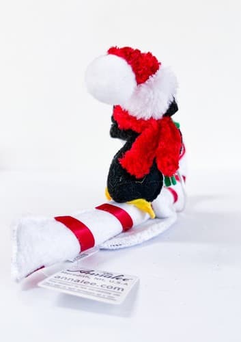 Vintage Annalee Tobogganing Buddies on Candy Cane 3" Christmas Doll - Thumbnail 4