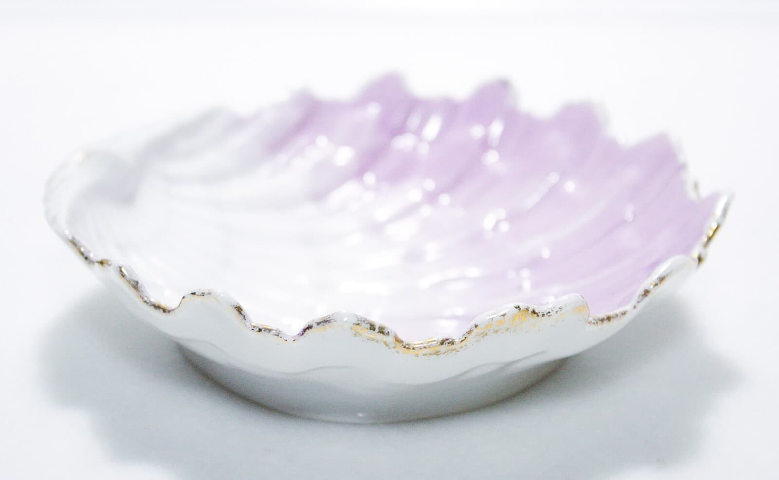 KPM Made In Germany Vintage Purple Seashell Motif Porcelain Serving Candy Dish - Thumbnail 6