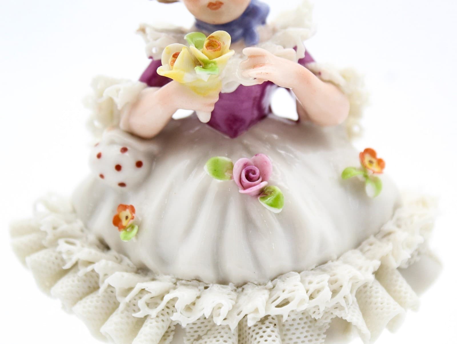 Frankenthal Friedrich Wilhelm Wessel Germany Hand Painted Laced Girl Figurine 5" - Thumbnail 10