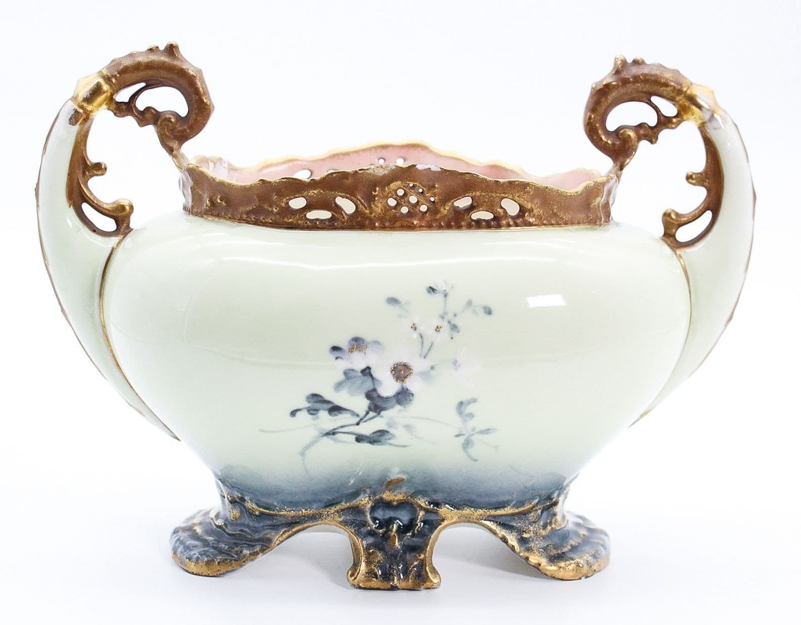 Antique Hand Painted Vienna Porcelain Centerpiece Bowl/Jardiniere Cherub Motif - Thumbnail 2