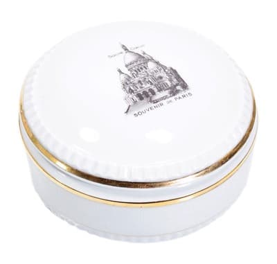 Vintage LIMOGES France Sacré-Cœur Basilica Porcelain Powder Box - Image 1