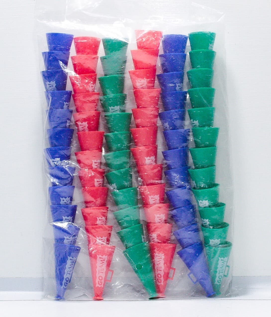 Vintage "Go Team" Multicolor Megaphone Motif Plastic Party Favors 72pcs NEW - Thumbnail 5