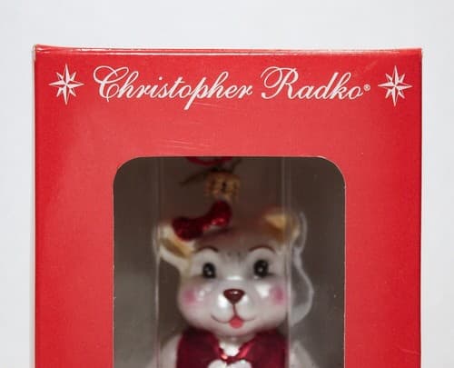 CHRISTOPHER RADKO "Go Red For Women" Glass Bear Christmas Ornament NIB - Thumbnail 3