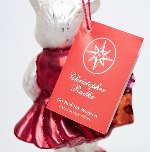 CHRISTOPHER RADKO "Go Red For Women" Glass Bear Christmas Ornament NIB - Thumbnail 11