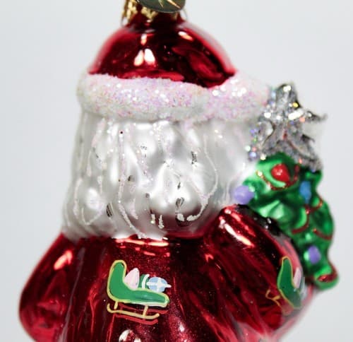 CHRISTOPHER RADKO "Festive Visitor" Glass Santa Christmas Ornament w/Tag RETIRED - Thumbnail 8