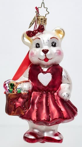 CHRISTOPHER RADKO "Go Red For Women" Glass Bear Christmas Ornament NIB - Thumbnail 2