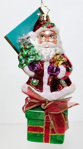 CHRISTOPHER RADKO "Festive Visitor" Glass Santa Christmas Ornament w/Tag RETIRED - Thumbnail 6