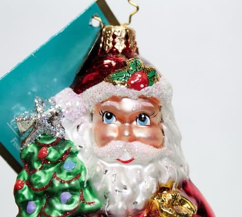 CHRISTOPHER RADKO "Festive Visitor" Glass Santa Christmas Ornament w/Tag RETIRED - Thumbnail 3