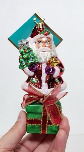 CHRISTOPHER RADKO "Festive Visitor" Glass Santa Christmas Ornament w/Tag RETIRED - Thumbnail 2