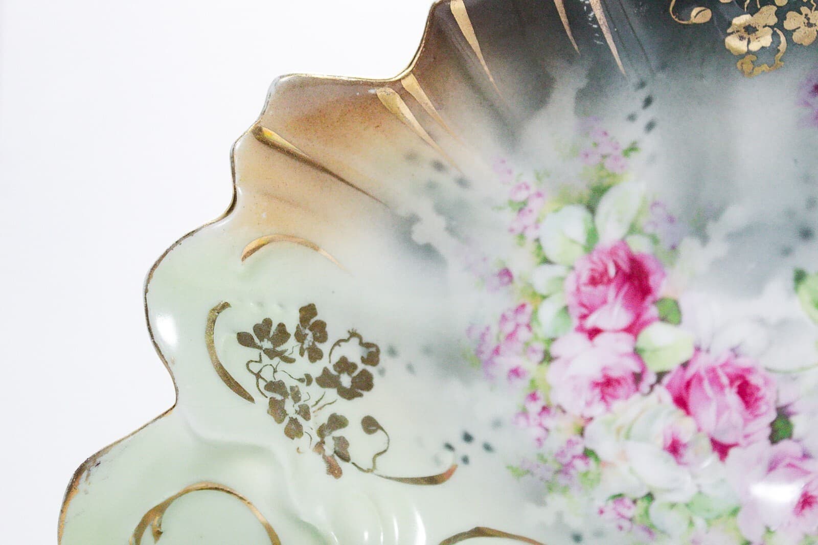 BAVARIA Germany Triple Serving Handled Floral Motif Porcelain Serving Tray - Thumbnail 6