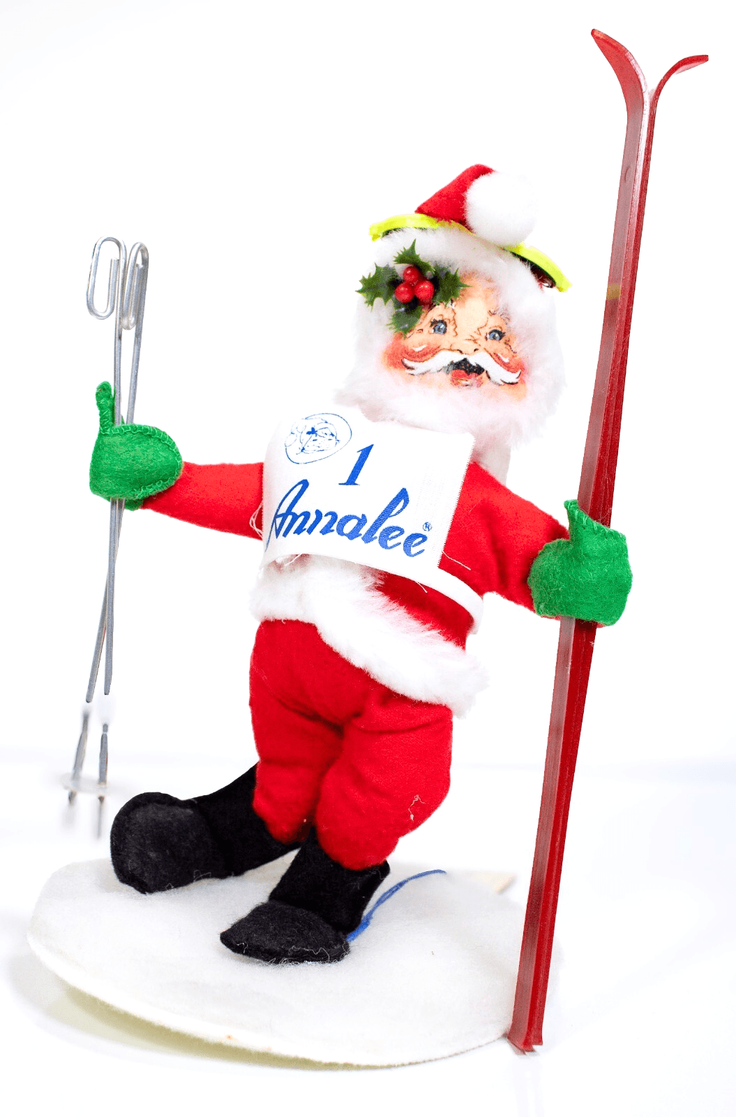 Vintage ANNALEE MOBILITEE 1993 Skiing Santa Claus Artisan Doll NEW WITH TAG 11" - Image 1