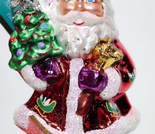 CHRISTOPHER RADKO "Festive Visitor" Glass Santa Christmas Ornament w/Tag RETIRED - Thumbnail 4