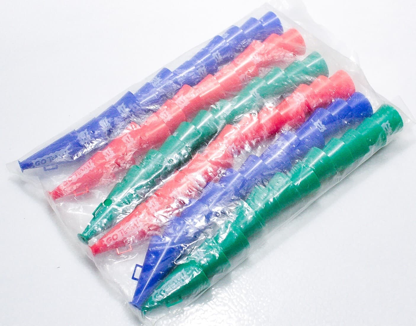Vintage "Go Team" Multicolor Megaphone Motif Plastic Party Favors 72pcs NEW - Thumbnail 2