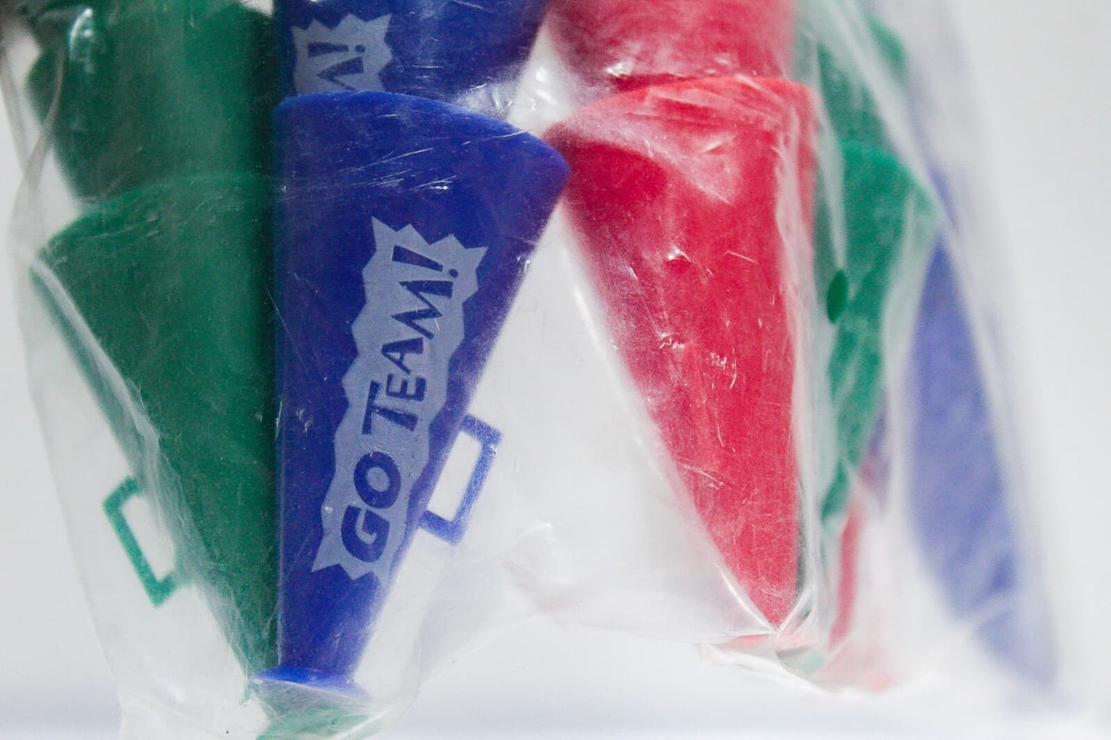 Vintage "Go Team" Multicolor Megaphone Motif Plastic Party Favors 72pcs NEW - Thumbnail 4