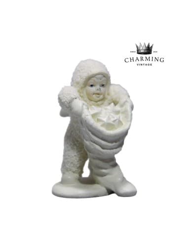 Vintage DEPARTMENT 56 Pewter Miniature Snowbabies Stars on Wreath Figurine - Image 1