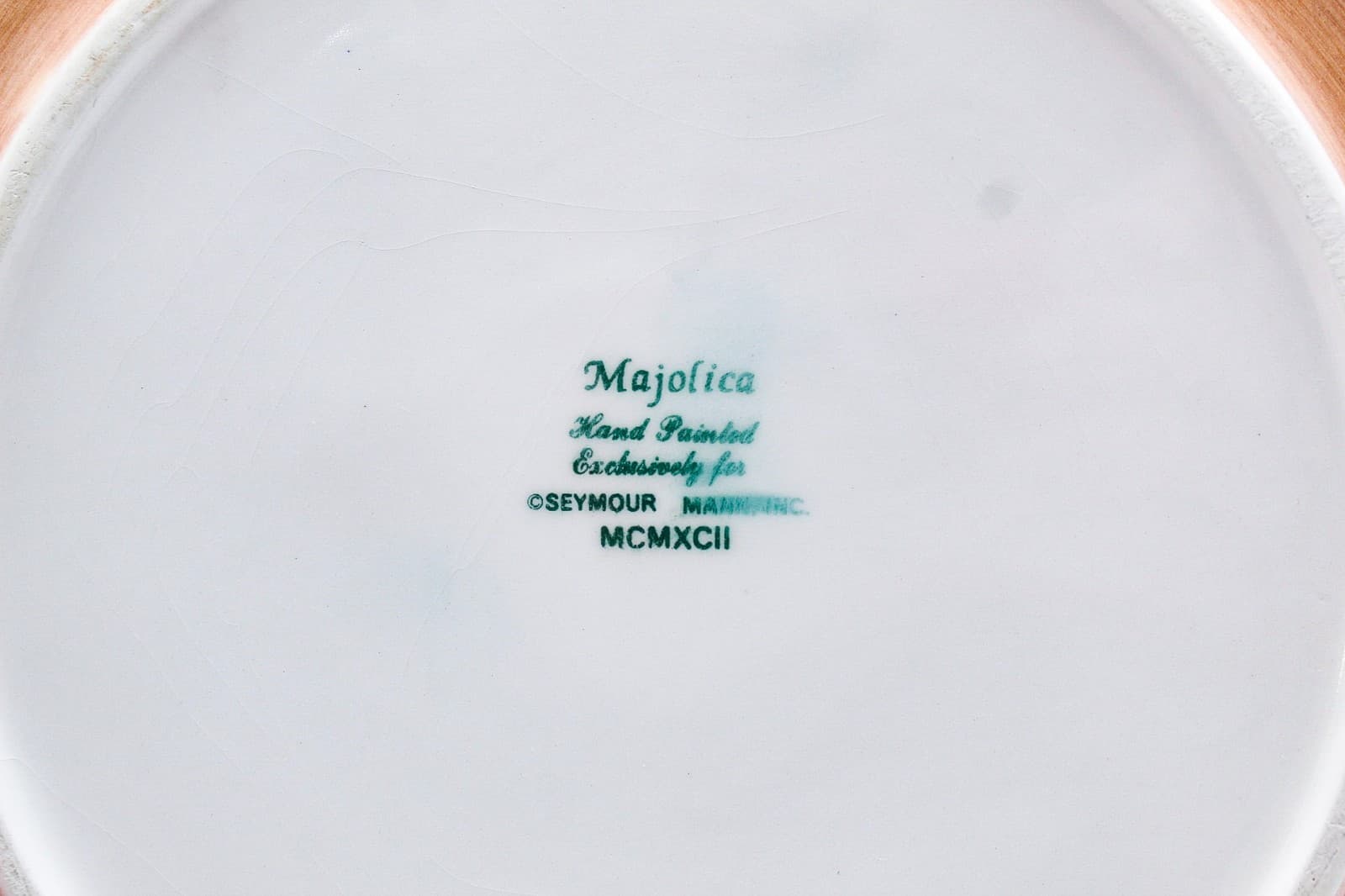 Majolica Hand Painted Pottery Hand Painted Weaved Covered Dome Cheese Dish 7.5" - Thumbnail 13