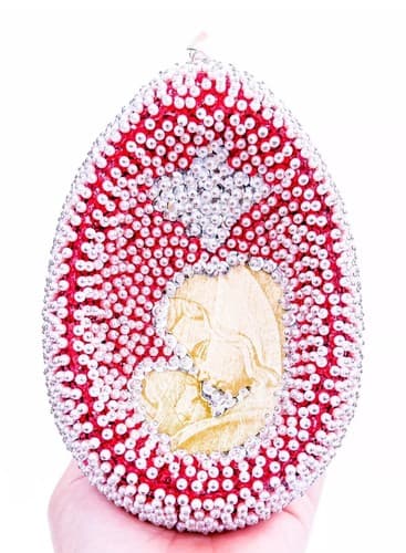 9 Vintage Push Pin Beaded Sequin Virgin Mary Bells Ball Christmas Ornaments - Thumbnail 4