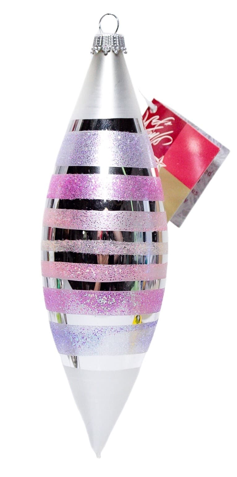 Vintage LORD & TAYLOR Made In Germany Glass Large Pink Mica Christmas Ornament - Image 1