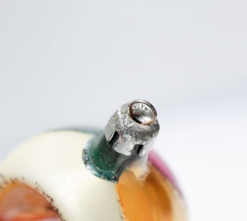 Vtg Poland Multicolor Teardrop Indent w/ Mica Glass Christmas Ornament - Thumbnail 5