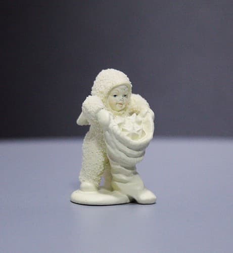 Vintage DEPARTMENT 56 Pewter Miniature Snowbabies Stars on Wreath Figurine - Thumbnail 2