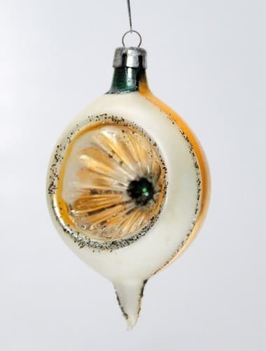 Vtg Poland Multicolor Teardrop Indent w/ Mica Glass Christmas Ornament - Thumbnail 4