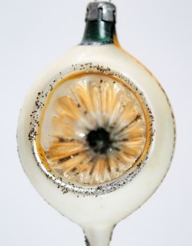 Vtg Poland Multicolor Teardrop Indent w/ Mica Glass Christmas Ornament - Thumbnail 2
