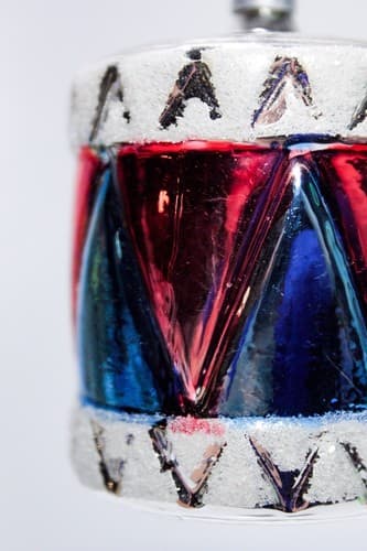 DE CARLINI Vintage Italy Red & Blue Glass Drum Motif Christmas Ornament - Thumbnail 2