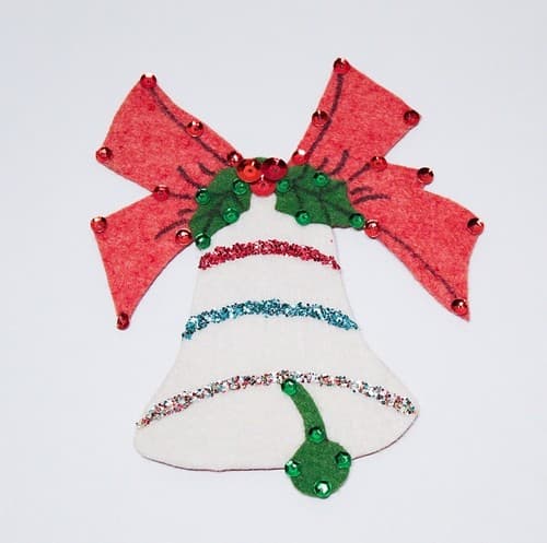 Vintage Handmade Felt Christmas Jingle Bell Magnet Ornament - Thumbnail 5