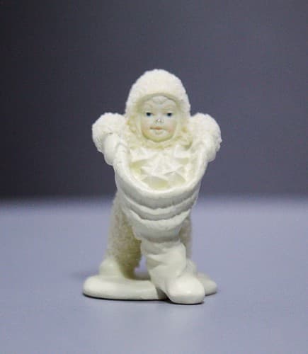 Vintage DEPARTMENT 56 Pewter Miniature Snowbabies Stars on Wreath Figurine - Thumbnail 3