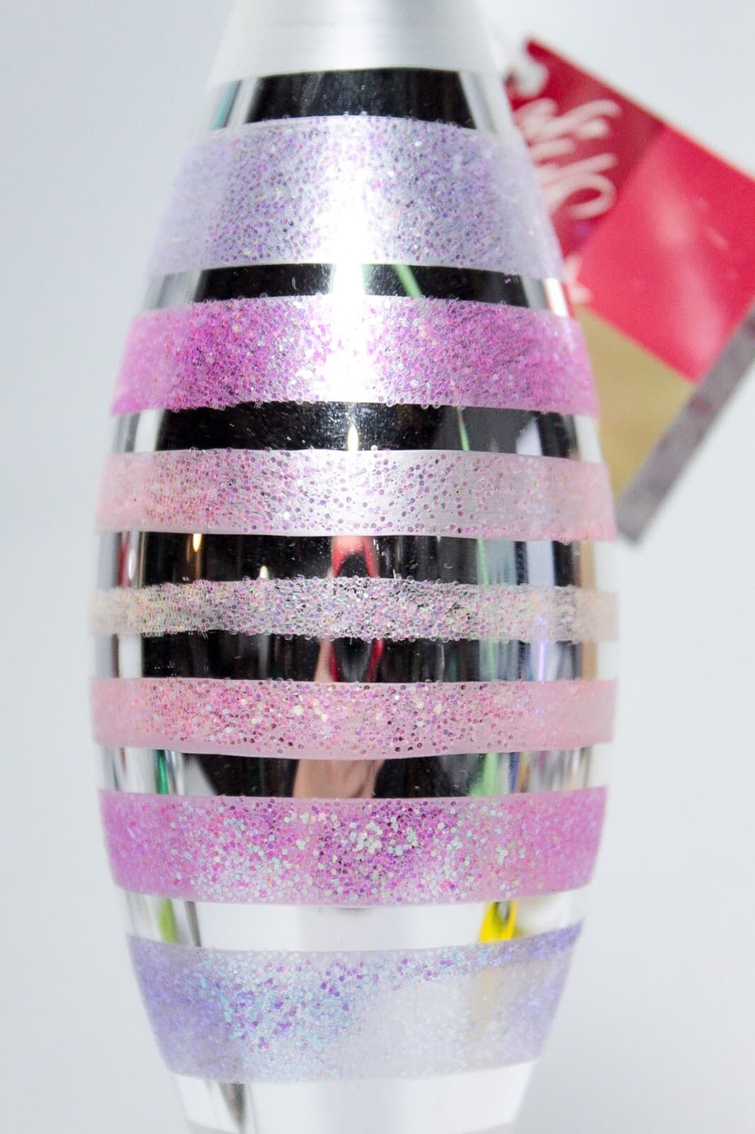 Vintage LORD & TAYLOR Made In Germany Glass Large Pink Mica Christmas Ornament - Thumbnail 2