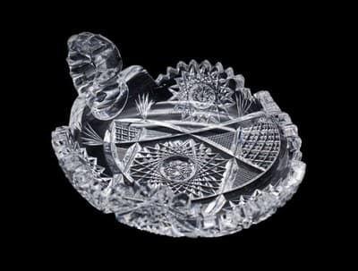Antique American Brilliant ABP Hobstar Deep Hand Cut Serving Nappy Dish - Image 1