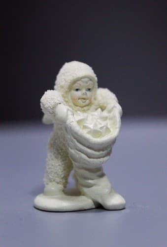 Vintage DEPARTMENT 56 Pewter Miniature Snowbabies Stars on Wreath Figurine - Thumbnail 5