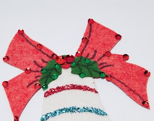 Vintage Handmade Felt Christmas Jingle Bell Magnet Ornament - Thumbnail 2