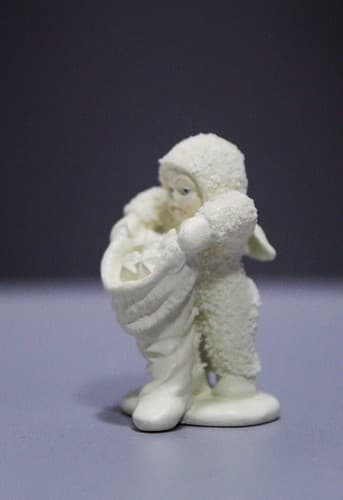 Vintage DEPARTMENT 56 Pewter Miniature Snowbabies Stars on Wreath Figurine - Thumbnail 4